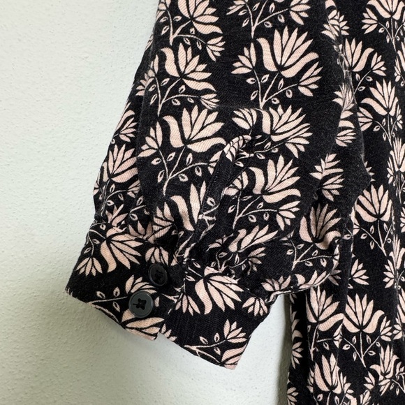 Boden Button Jersey Mini Tea Dress in Black Passion Stamp Size 4R - Picture 8 of 16